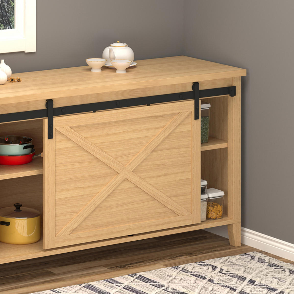 SCHIEBETÜRSYSTEM - Schwarz, Metall (0.4/18/200cm) - HOMCOM