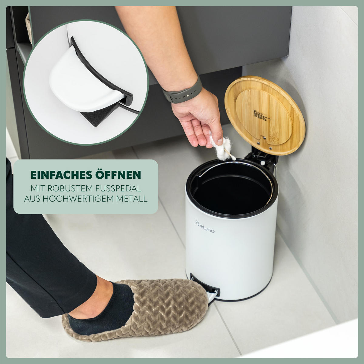 KOSMETIKEIMER 3 Liter, weiß, Metall - Weiß, Metall (17.5/23.5/23.5cm) - eluno