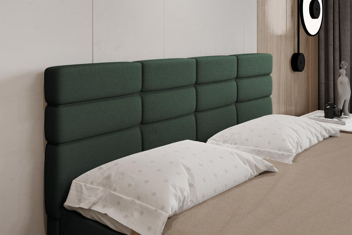 BOXBETT Reve 180 x 200 cm mit Bettkasten und Lattenrost ohne matratze - dunkelgrün - Dunkelblau, Holz (180/206cm) - Panda Möbel