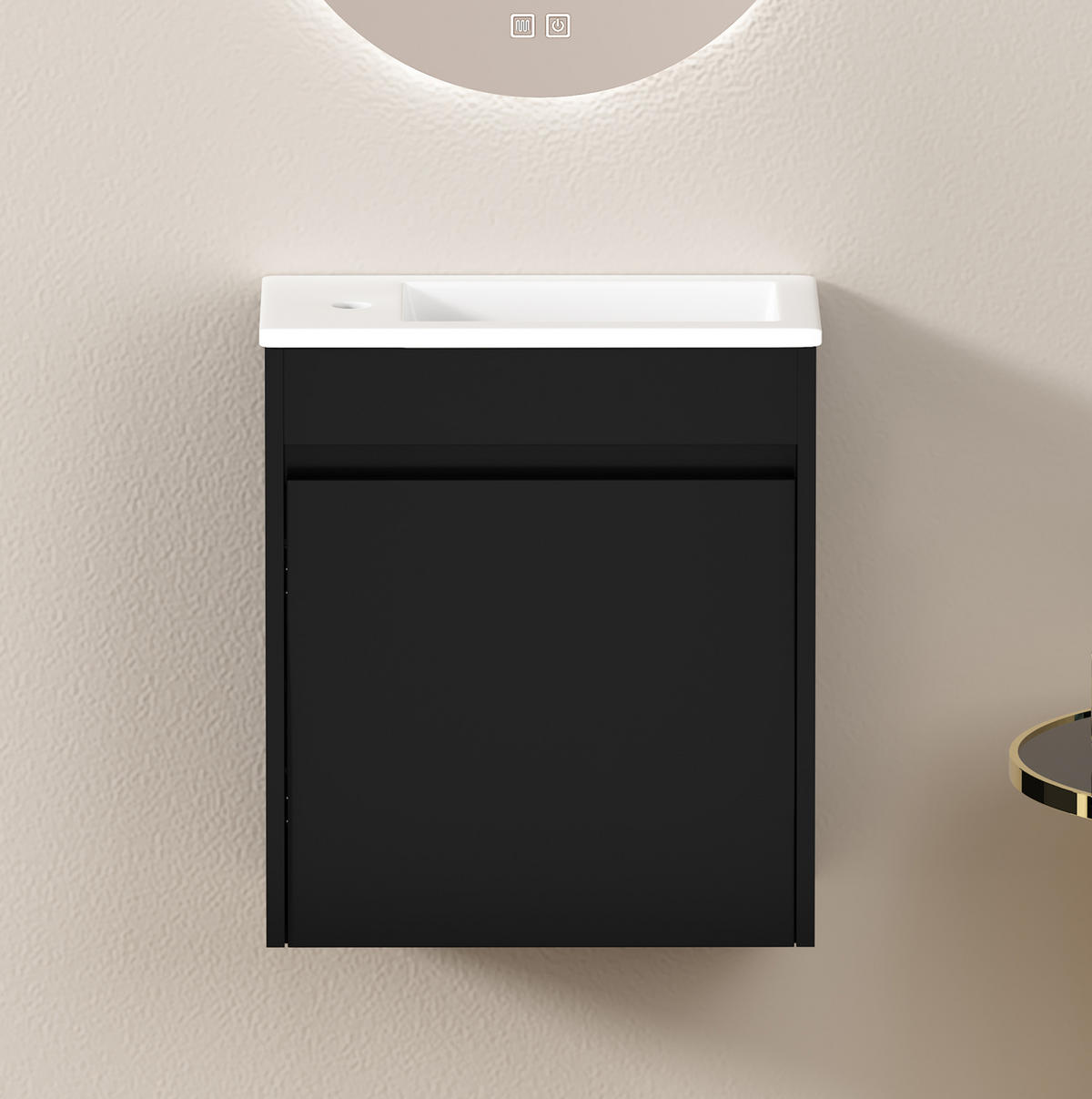 BADSCHRANK mit Soft-Close-Tür 46 cm Schwarz - Schwarz, Holzwerkstoff (26/51.5/46cm) - Beauniv