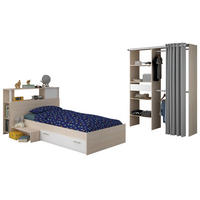 KINDERZIMMER Akazie, weiß, Jugendzimmer-Set 3-teilig - Silberfarben/Weiß, Holzwerkstoff/Kunststoff (203/182/48cm) - Parisot Meuble