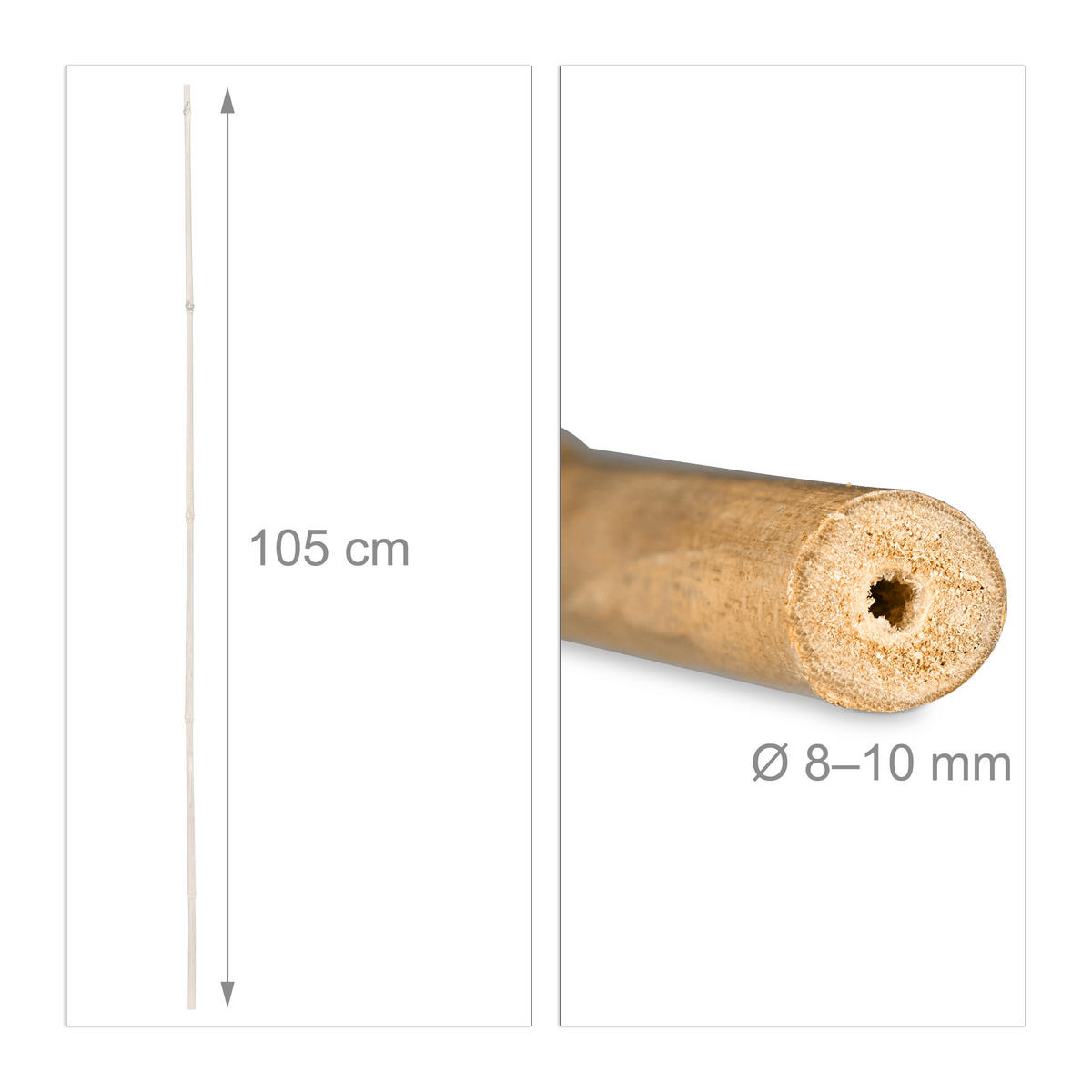 BAMBUSSTÄBE - Hellbraun, Holz (9/105/9cm) - Relaxdays
