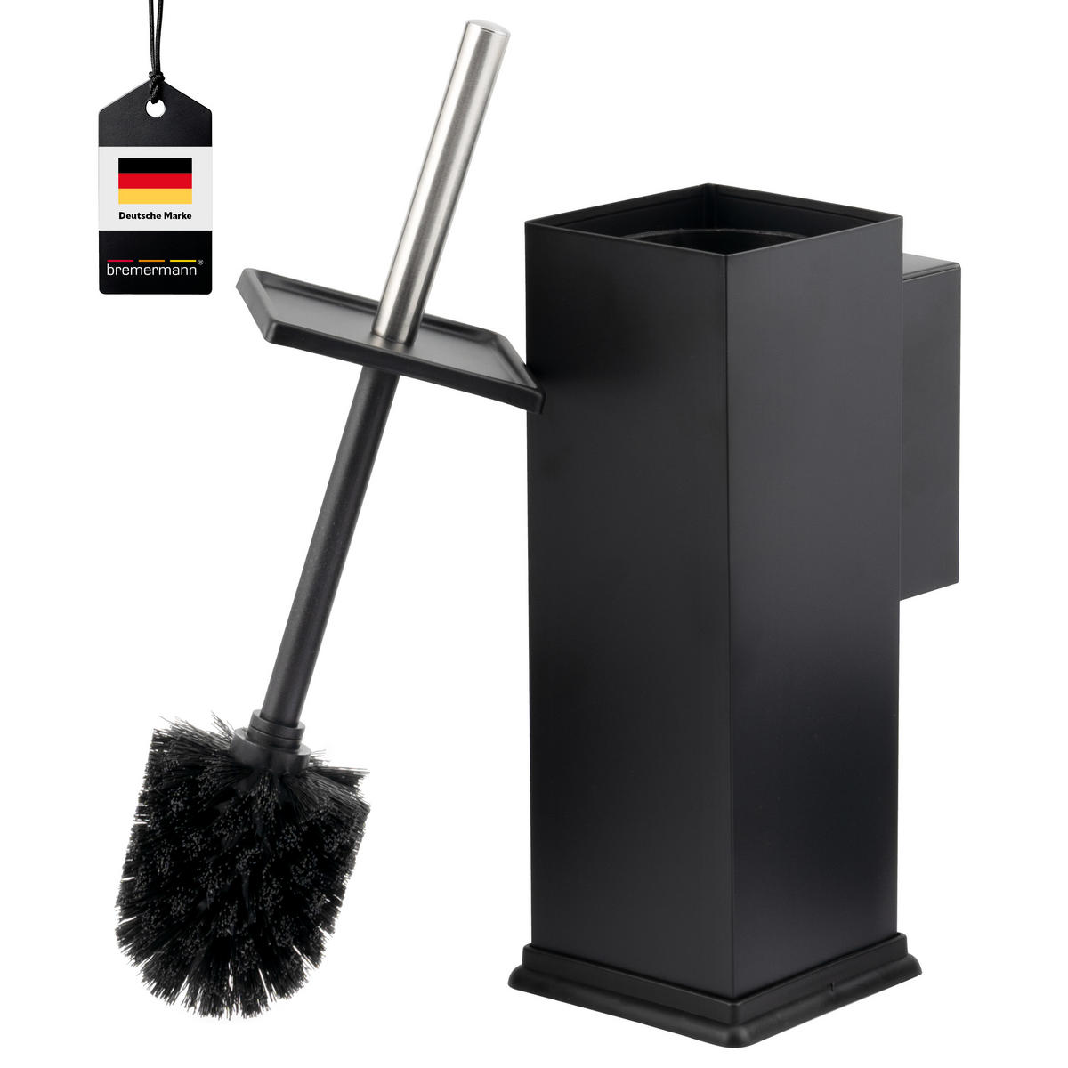 WC-GARNITUR inkl. Wandhalterung - Schwarz, Metall (10/39/14.5cm) - bremermann