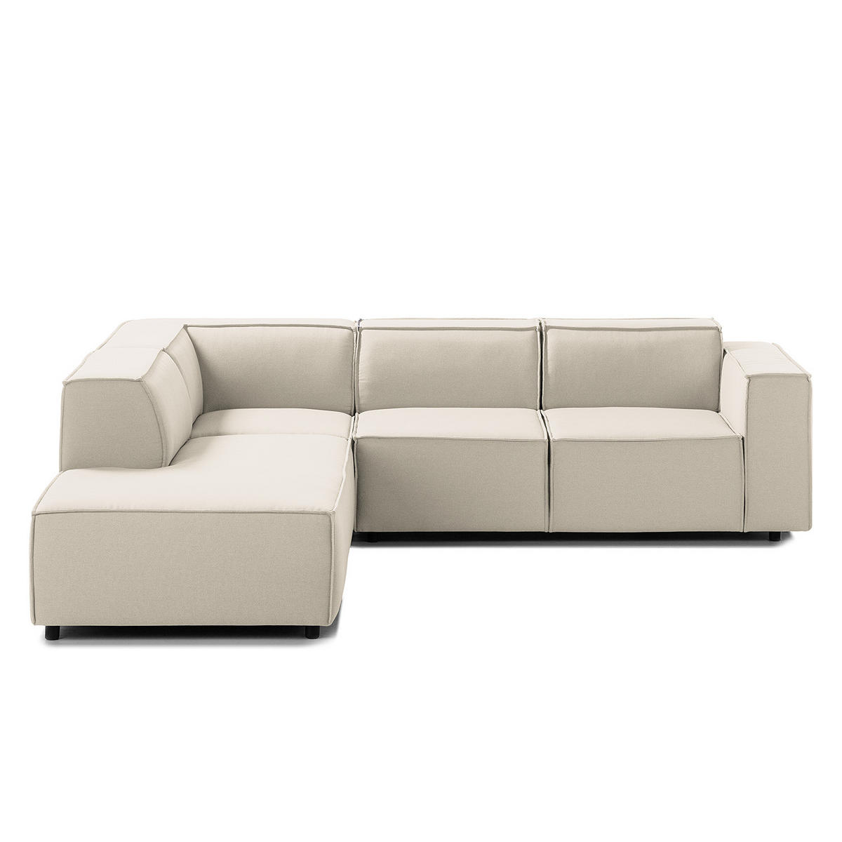 ECKSOFA mit Ottomane - Schwarz/Weiß, Kunststoff/Textil (260/234cm) - home24