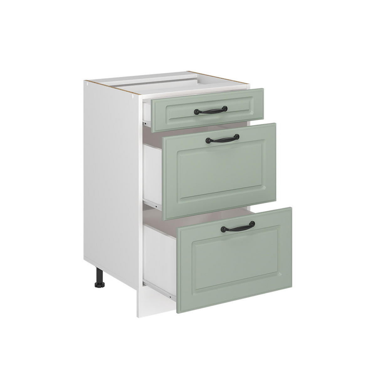 KÜCHENUNTERSCHRANK R-Line, Mint Landhaus/Weiß, 50 cm Arbeitsplatte Marmor - Weiß/Grün, Holzwerkstoff (50/81.6/60cm) - Vicco