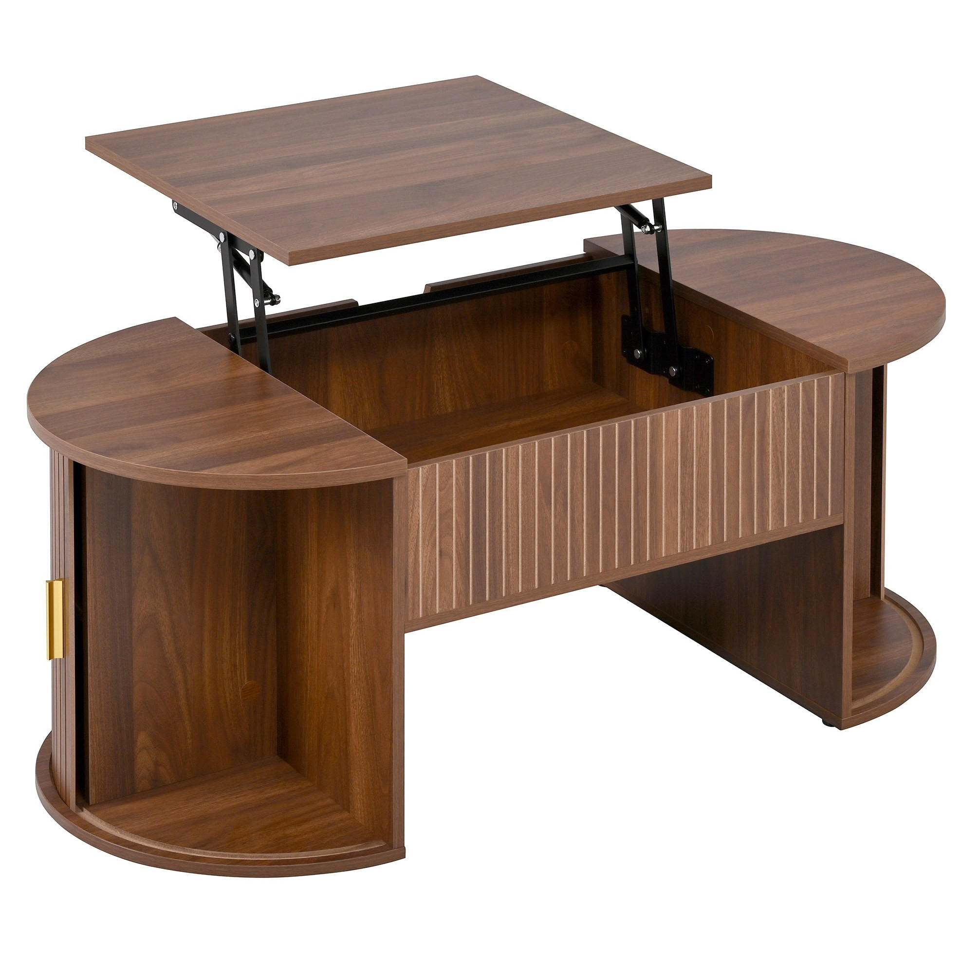 KONFERENČNÍ stolek 100/50/40,5 cm ořechová z MDF s výškově nastavitelnou deskou - ořechová, kompozitní dřevo (100/50/40.5cm) - OKWISH
