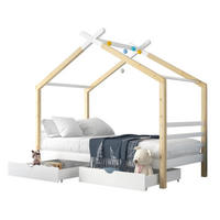 HAUSBETT 90/200 cm weiß Massivholz mit Schubladen und Lattenrost - Weiß, Holz (90/200cm) - OKWISH