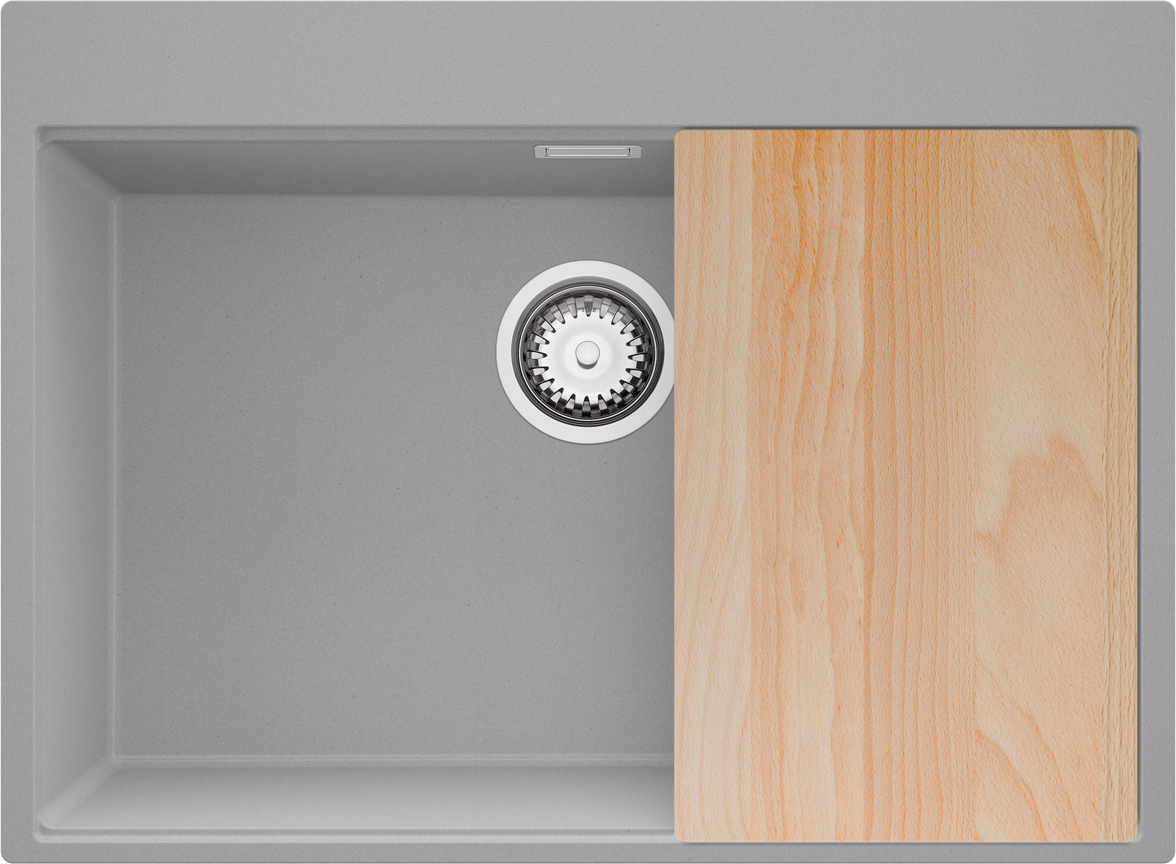 SPÜLBECKEN Oslo, 2-er set Grau 68/50 cm 1 Becken + Ablauf-Set + Schneidebrett ab 70er Unterschrank - Chromfarben/Beige, Kunststoff (68/20/50cm) - Primagran