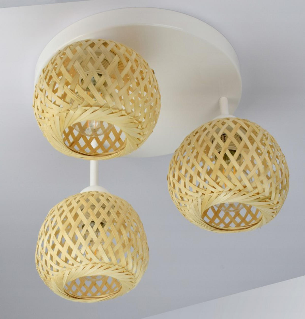 DECKENLEUCHTE BOHO - Beige/Weiß, Holz/Metall (36/36/26cm) - kiki design