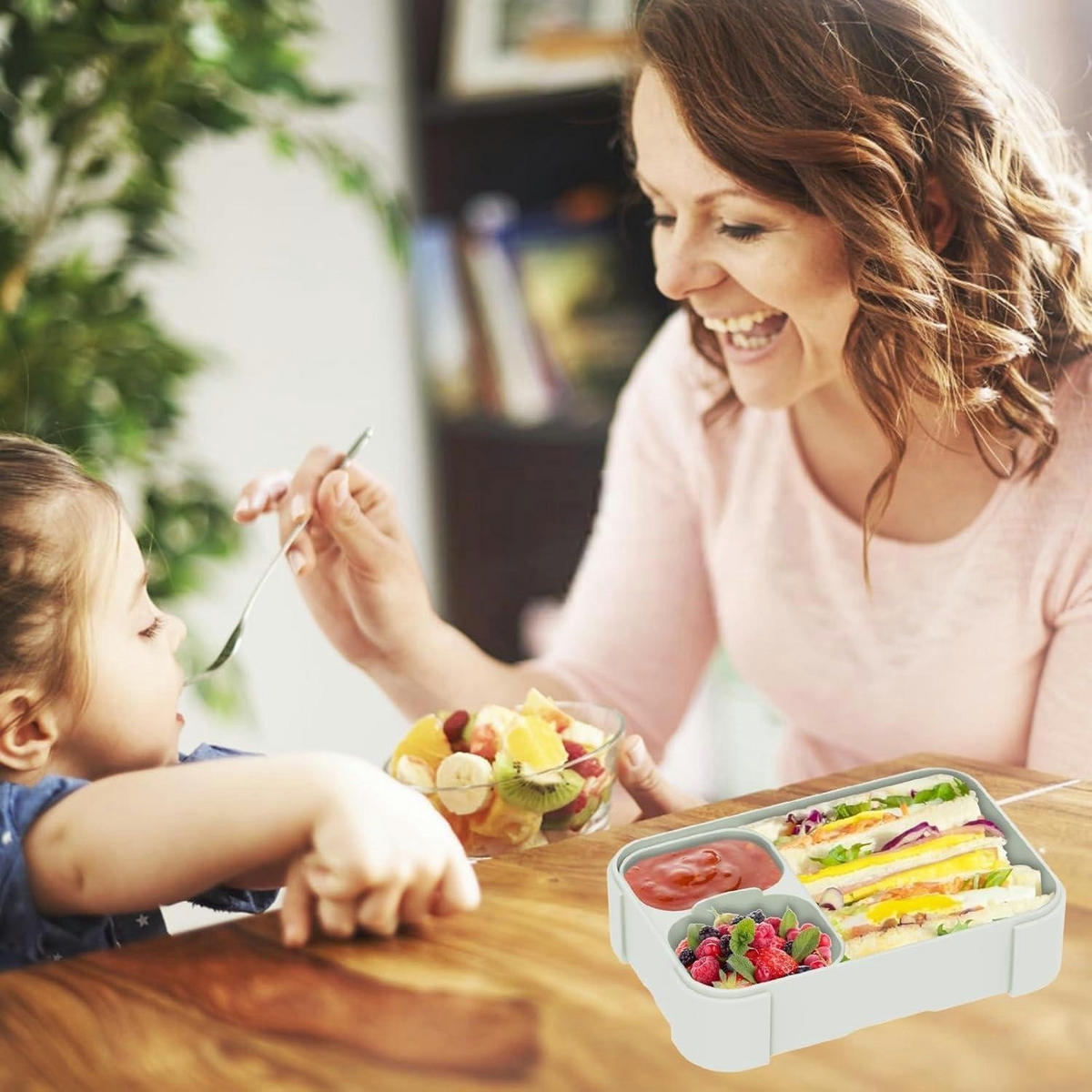 BROTDOSE Kinder mit Fächern 900ml Grau - Grau, Kunststoff (13/5/19cm)