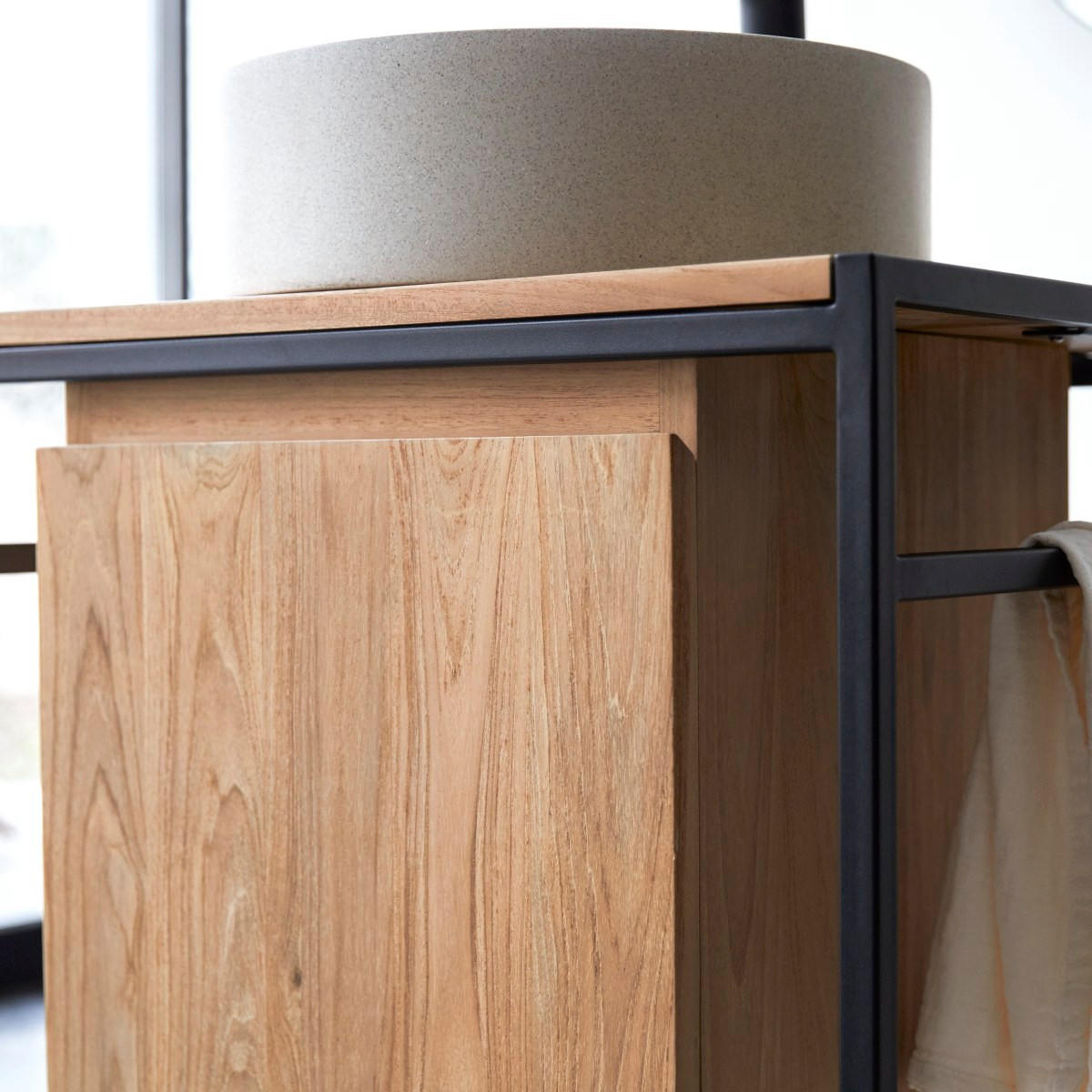 WASCHTISCHUNTERSCHRANK Michal Natur aus Teak - Naturfarben, Holz (60/80/50cm) - Tikamoon