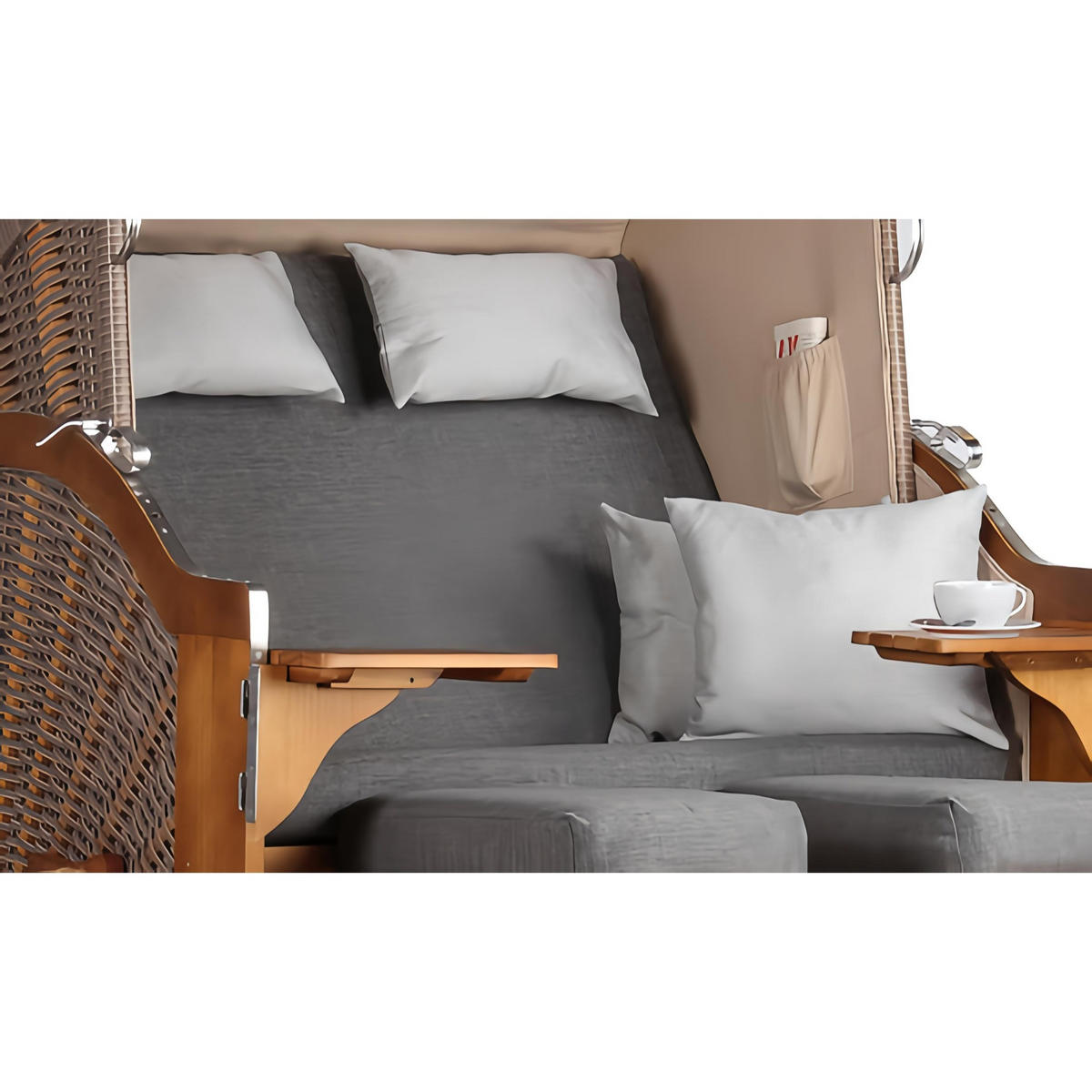 STRANDKORB Schleswig Pinie 2-Sitzer - Braun/Grau, Metall (120/160/80cm) - Mr. Deko