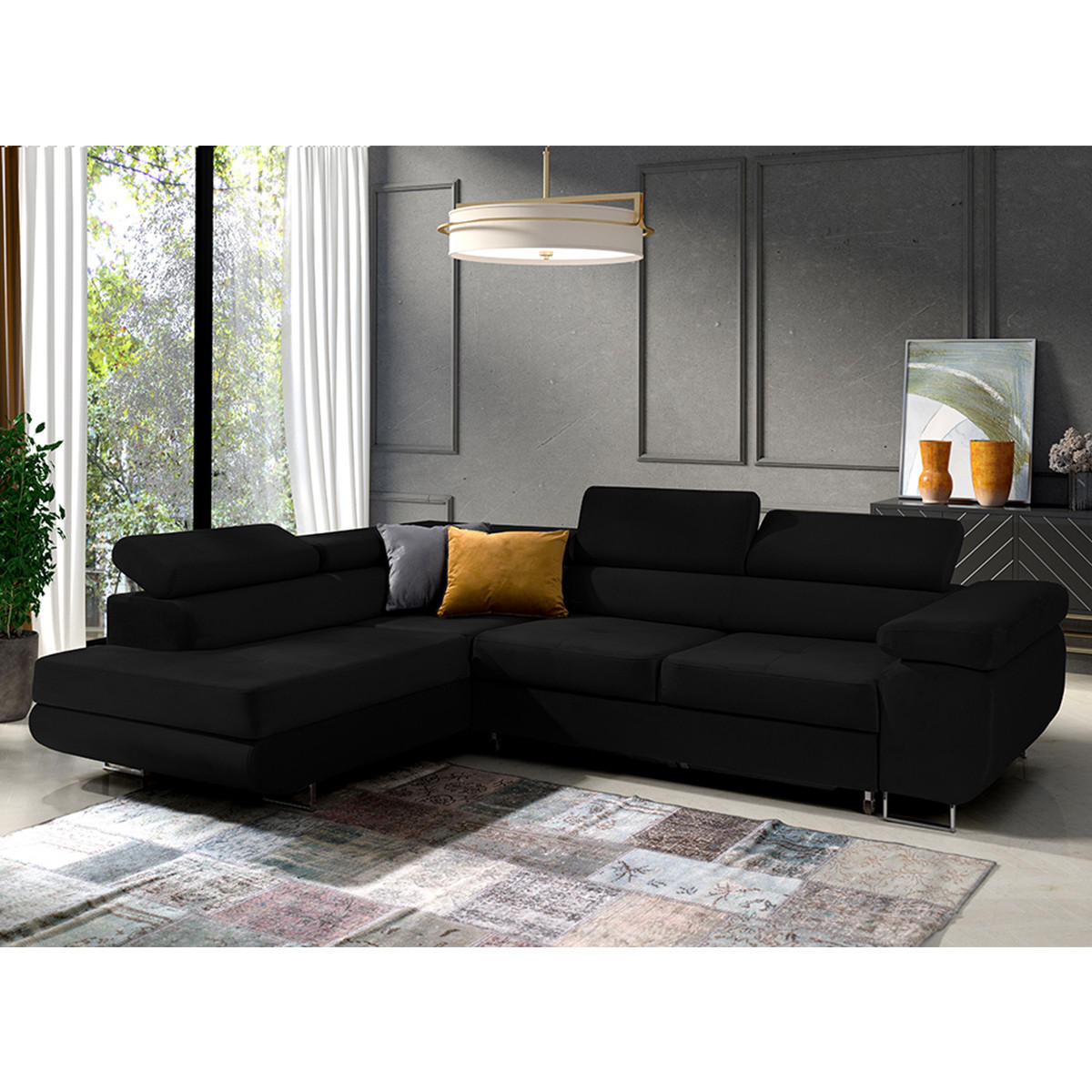 ECKSOFA Wilson 4 Sitzplätze Schwarz - Schwarz, Holzwerkstoff (271/201cm) - Petits-meubles