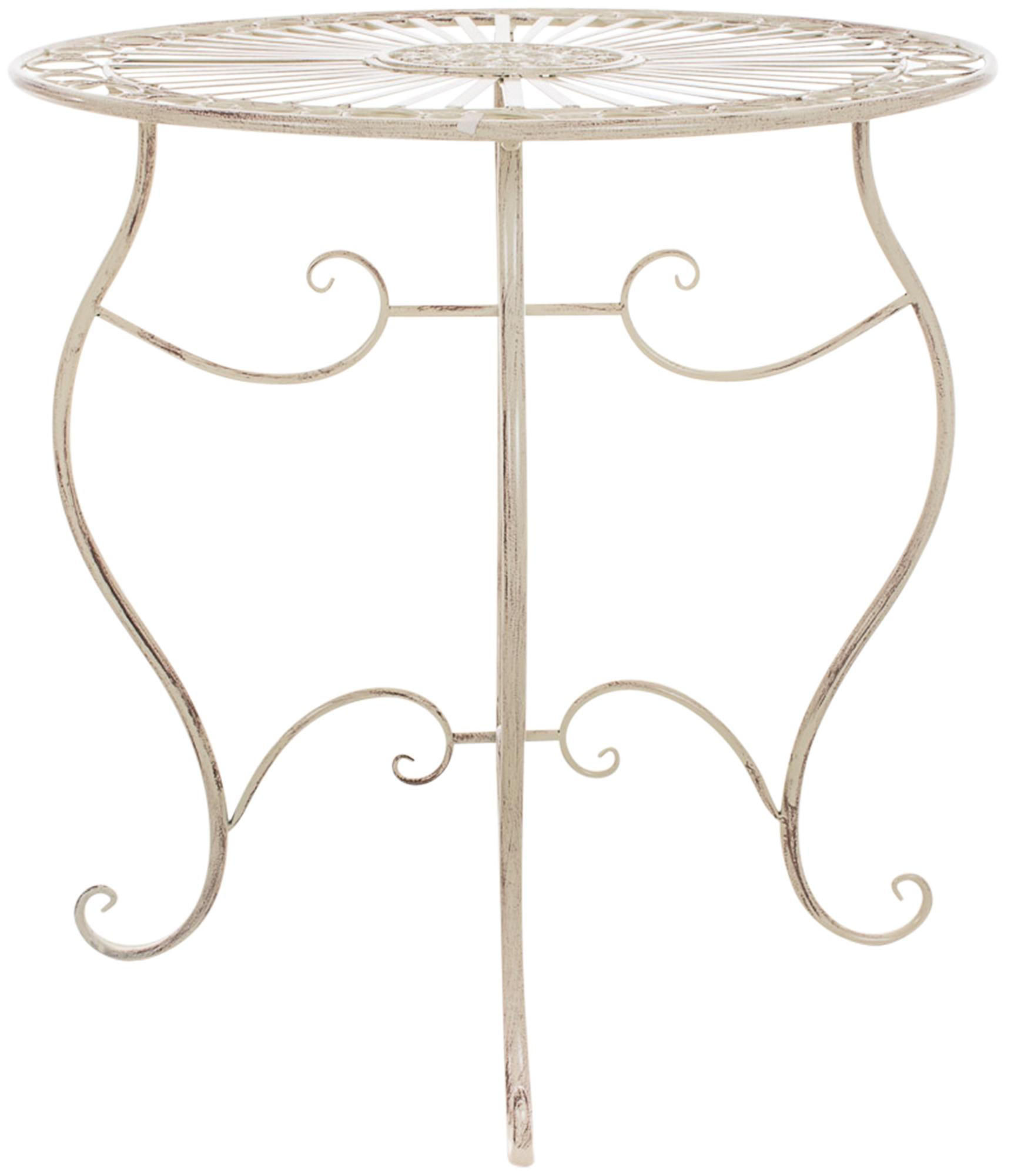 GARTENTISCH rund Ø70 cm Metall Antik-Creme - Creme, Metall (70/70/72cm) - CLP