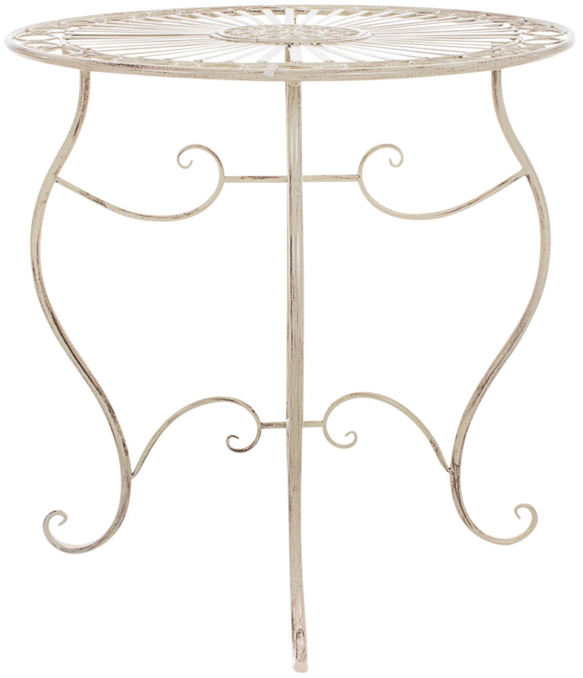 GARTENTISCH rund Ø70 cm Metall Antik-Creme - Creme, Metall (70/70/72cm) - CLP