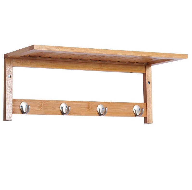 WANDGARDEROBE 50/17,5/16 cm Naturholz aus Bambus mit Regal und Haken - Naturfarben, Holzwerkstoff (16/17.5/50cm) - OKMYHOME
