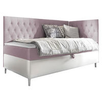 BOXBETT Filip Junior 3, Seite zum Öffnen des Bettkastens: Rechts - H3 - Weiß/Rosa, Holz (100/200cm) - MIRJAN24