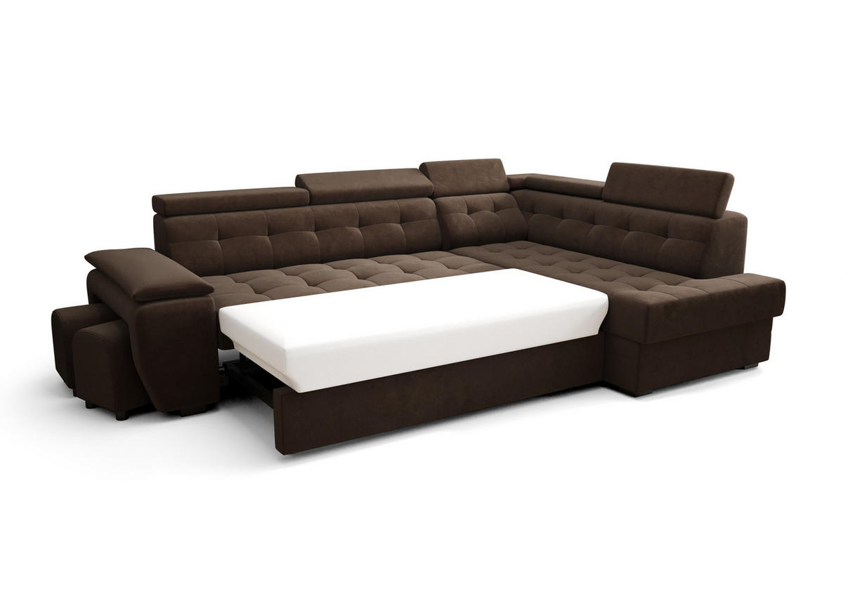 ECKSOFA KONGO RBN15, Eckcouch in L-Form mit Schlaffunktion, Farbe: Weiß, Kunstleder, Ottomane Rechts - Weiß, Textil (277/180cm) - O-Sofa