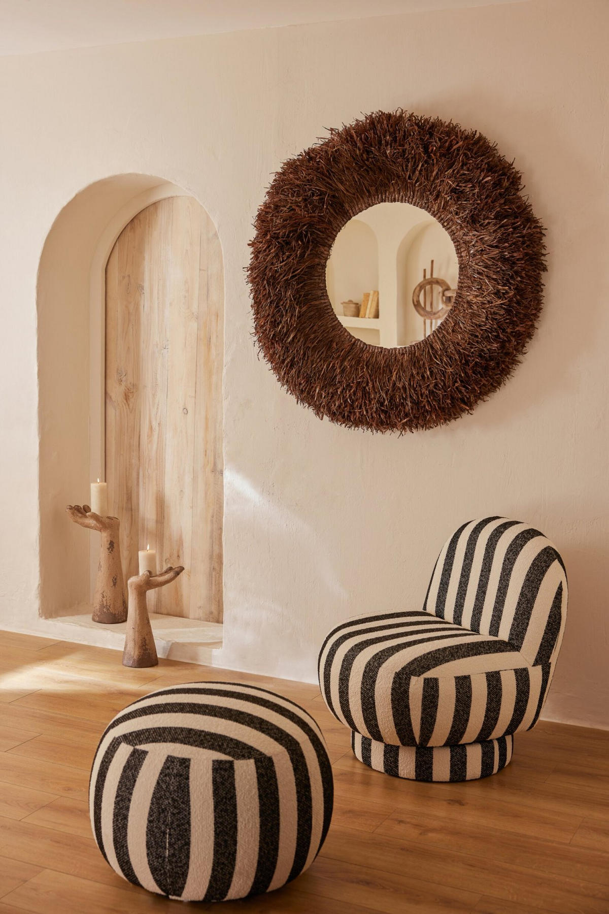 DEKOOBJEKT HÄNDE ANTIK AUßEN - Beige, Glas/Naturmaterialien (20/50/27cm) - J-Line