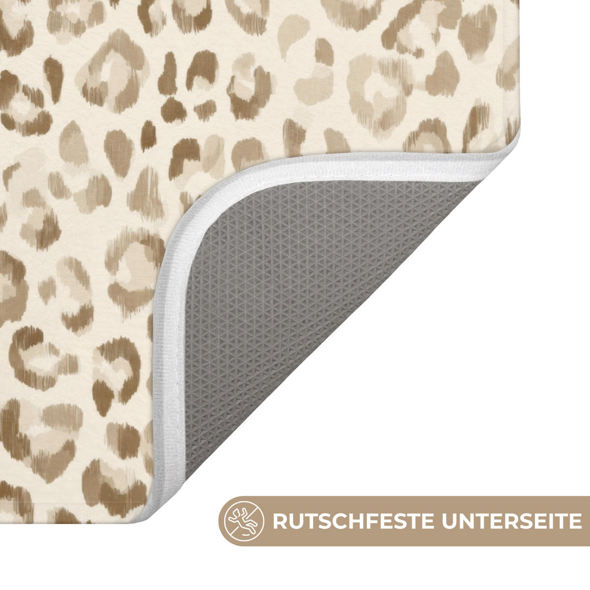 KOUPELNOVÁ PŘEDLOŽKA Leopard - Classic - Béžová 60x40 cm - světle hnědá, textil/plast (60/40cm)