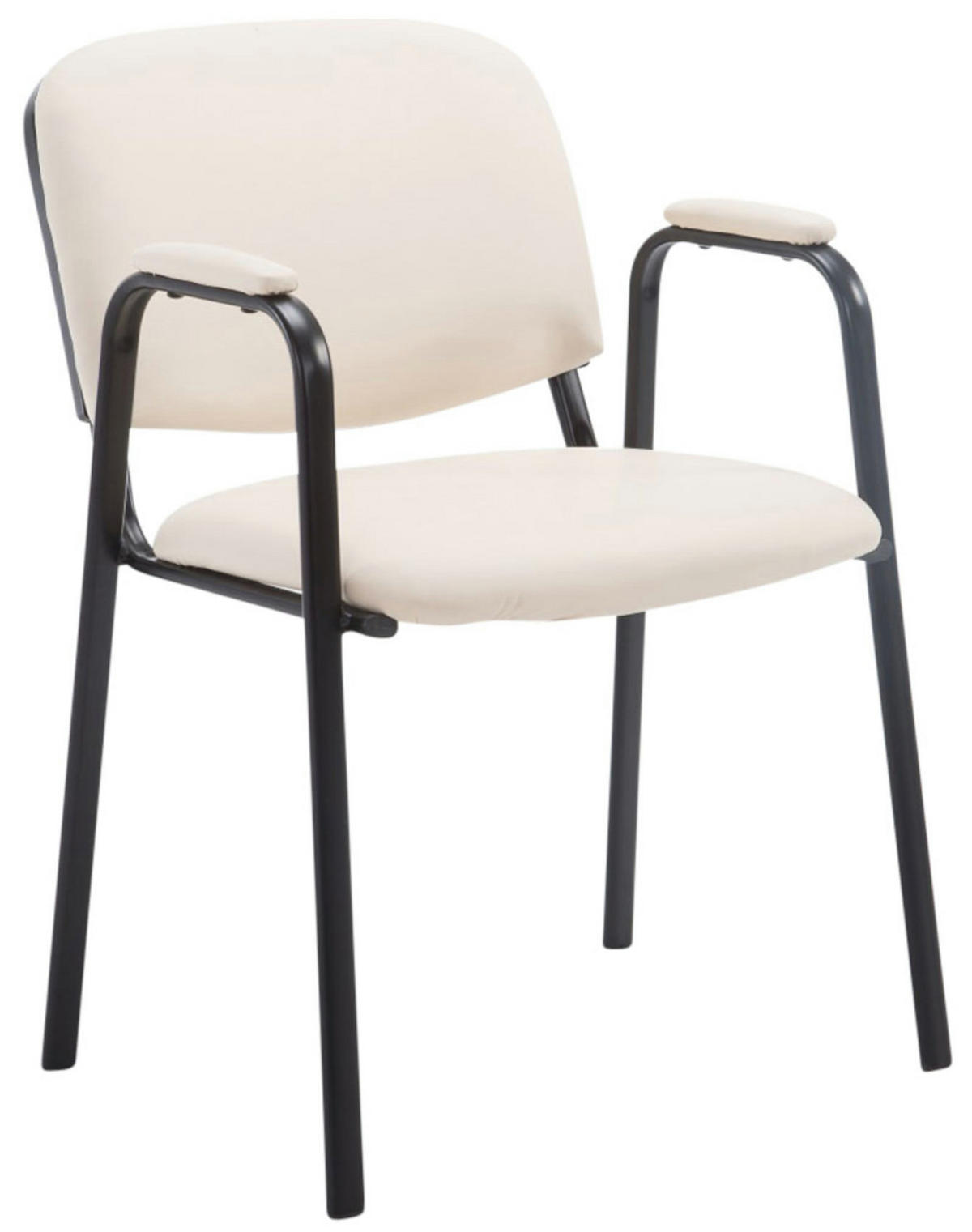 BESUCHERSTUHL 4er Set Lederlook creme - Creme, Textil/Metall (53/79/55cm) - CLP