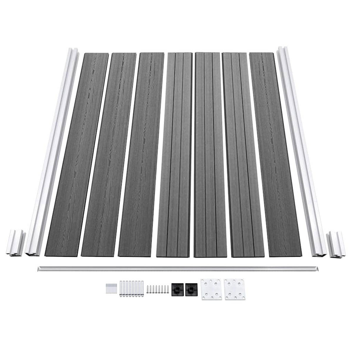 ZAUN_SET WPC 1 Quadrat + 1 Schräge 273/186 Cm Grau - Grau, Holzwerkstoff (273/186cm) - vidaXL