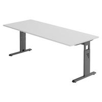 SCHREIBTISCH Serie-O 80/200/74 cm in Grau/Graphitfarben - Graphitfarben/Grau, Holzwerkstoff (80/200/74cm) - bümö