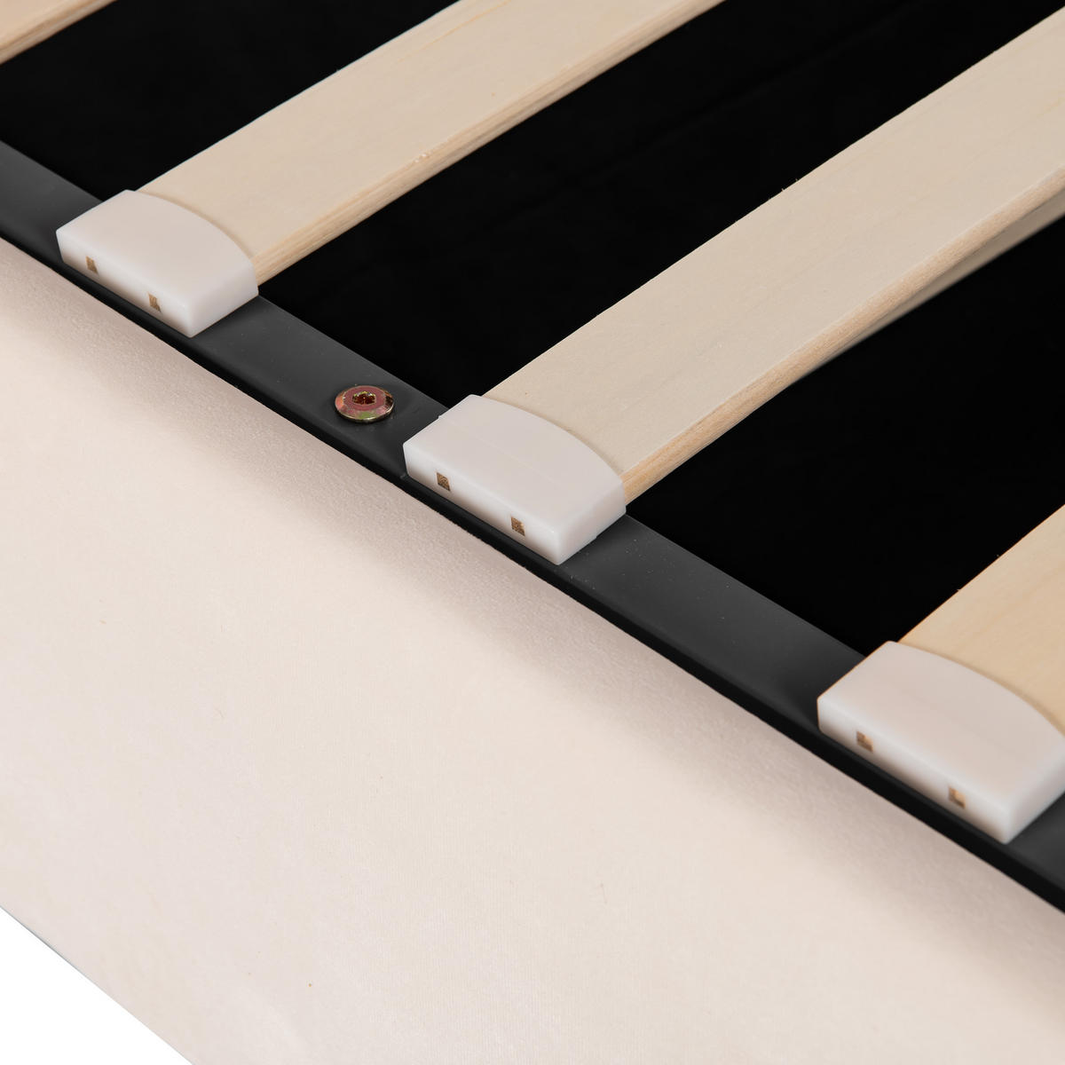 POLSTERBETT aus Samt 160x200 cm in Beige mit Bettkasten & verstellbarem Kopfteil - Beige, Textil (160/200cm) - Modfu