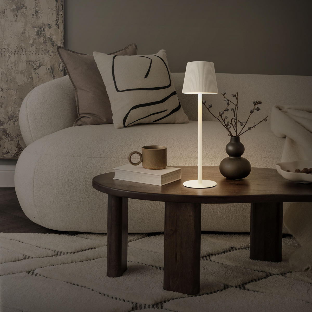 LED TISCHLAMPE kabellos mit Touch Weiß Ø10x36 cm Warmweiß Dimmbar - Weiß, Kunststoff (10/10/36cm) - ML-DESIGN