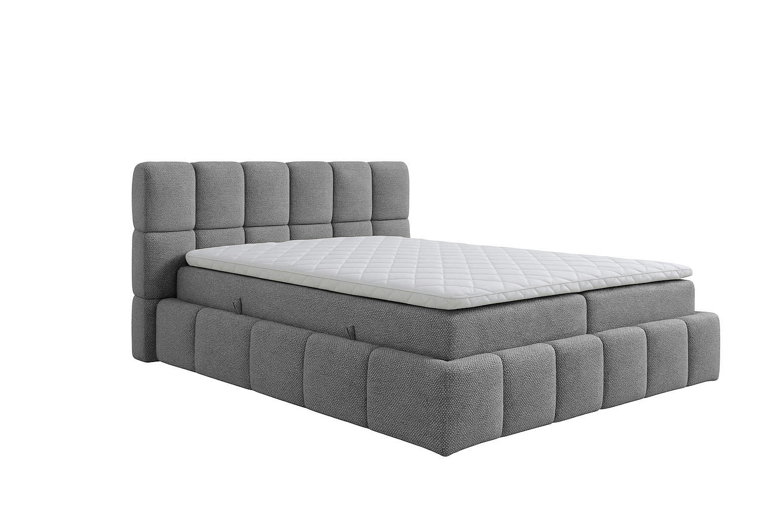 BOXSPRINGBETT AURA mit Topper und Bettkasten, Dunkelgrau, H3 Bonell, 160x200 cm - Dunkelgrau, Textil (160/200cm) - KS Home Concept