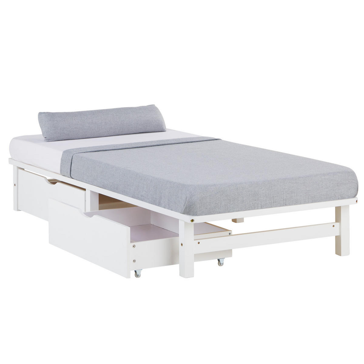 HOLZBETT mit Stauraum 90/200 cm weiß - Weiß, Holz (90/200cm) - Homestyle4u