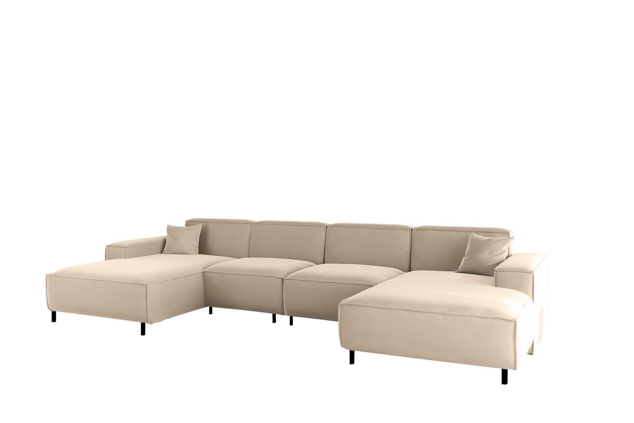 WOHNLANDSCHAFT Gloria In Tiffani - Beige, Holzwerkstoff/Textil (378/73/165cm) - Fun Möbel