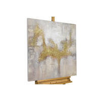 RUČNE MAĽOVANÝ AKRYLOVÝ OBRAZ 80/80 cm, sivý/zlatý, abstraktný geometrický motív - sivá/zlatá, drevo/textil (80/80cm) - KUNSTLOFT
