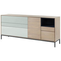 SIDEBOARD Akazie 200x45x85 grau-weiß geölt CHICAGO #05 - Braun, Holz (200/85/45cm) - Massivmoebel24