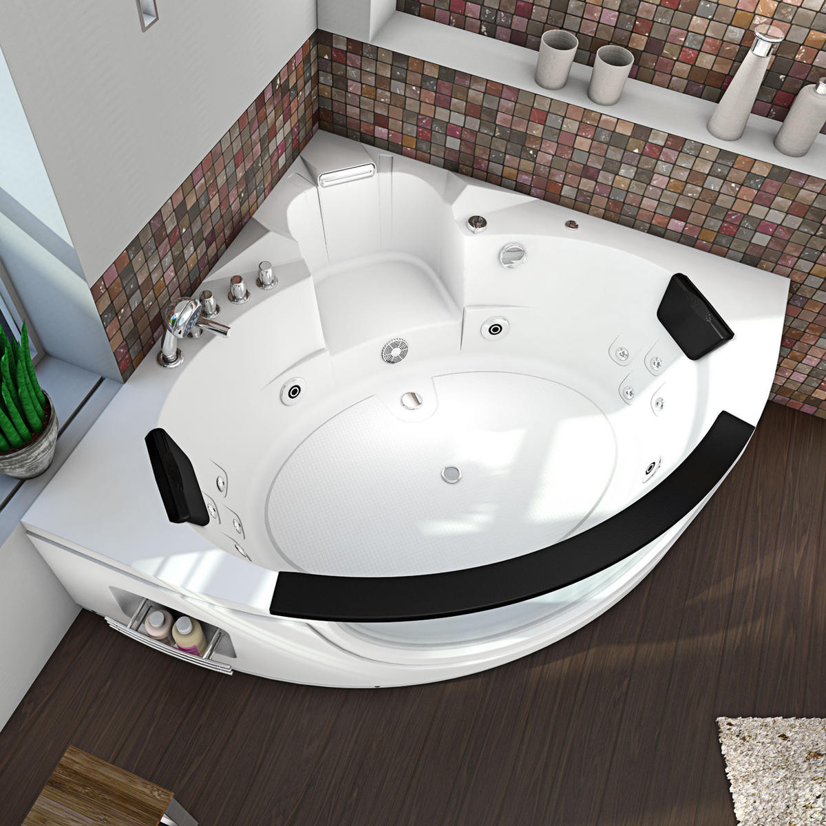 WHIRLPOOL Pool Badewanne Wanne W06 152x152cm - Weiß, Glas/Kunststoff (152/65/152cm) - AcquaVapore by Sandra Jentho