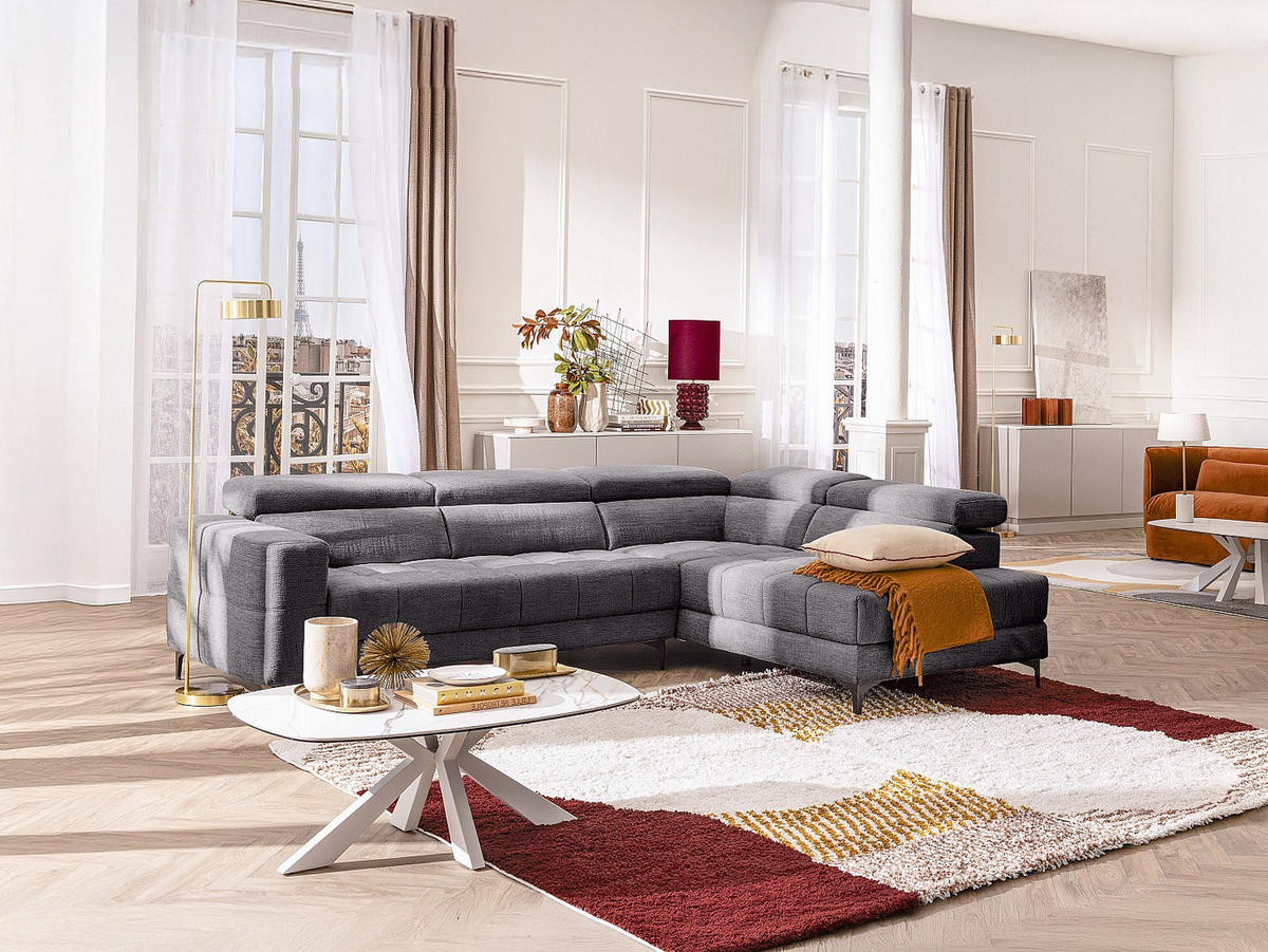 ECKRELAXSOFA elektrisch - Ecke rechts - mit ausziehbarer Sitzfläche - Stoff - Anthrazit - MONISO - Anthrazit, Textil (298/211.5cm) - Vente-Unique