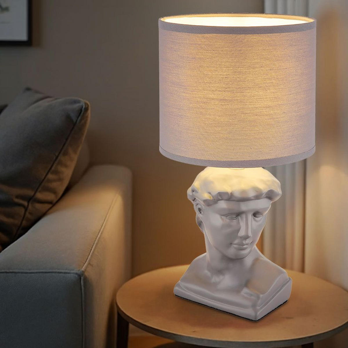 TISCHLEUCHTE Hermes Grau Textil - Grau, Textil (17.5/17.5/33cm) - Globo Lighting