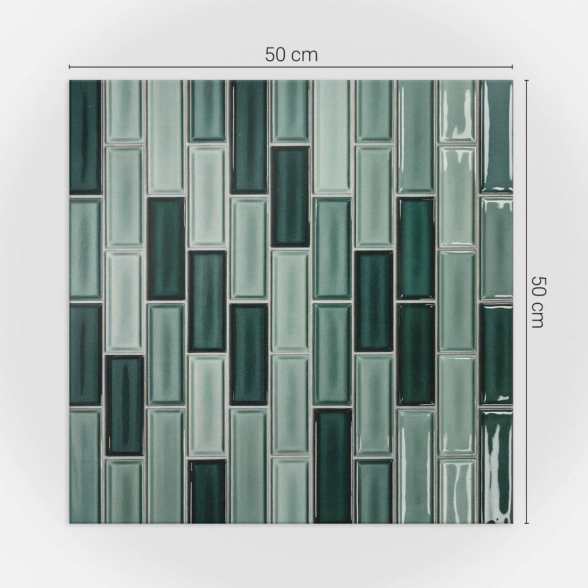 WANDPANEEL 4x 50x50 cm selbstklebend Brivido - Grün, Kunststoff (50/1.6/50cm) - Wallfluent