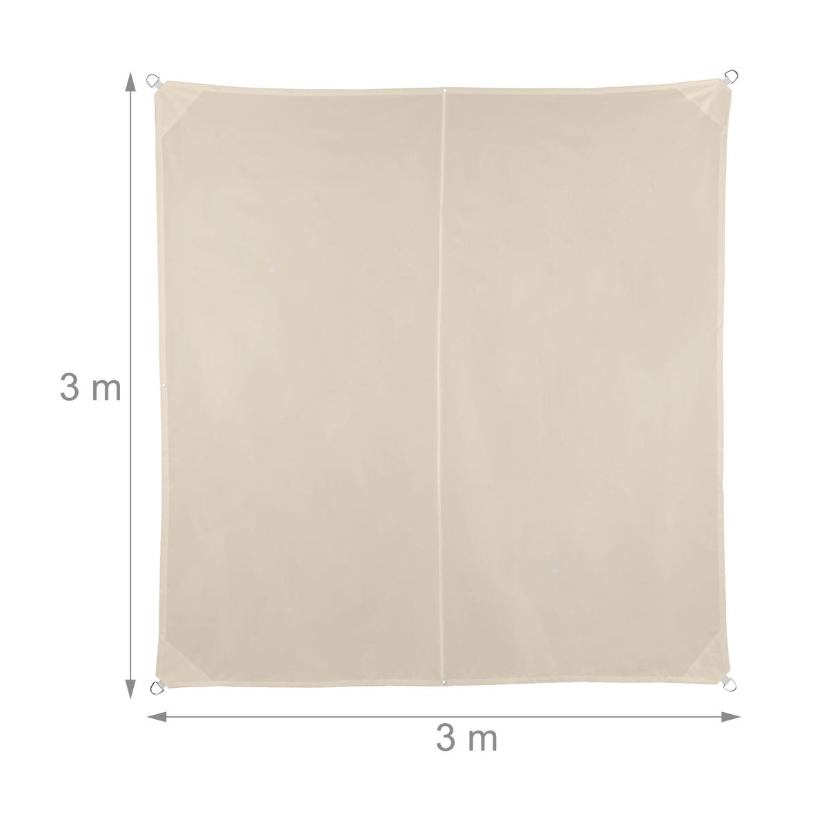 SONNENSEGEL - Beige, Textil/Metall (300/300cm) - Relaxdays