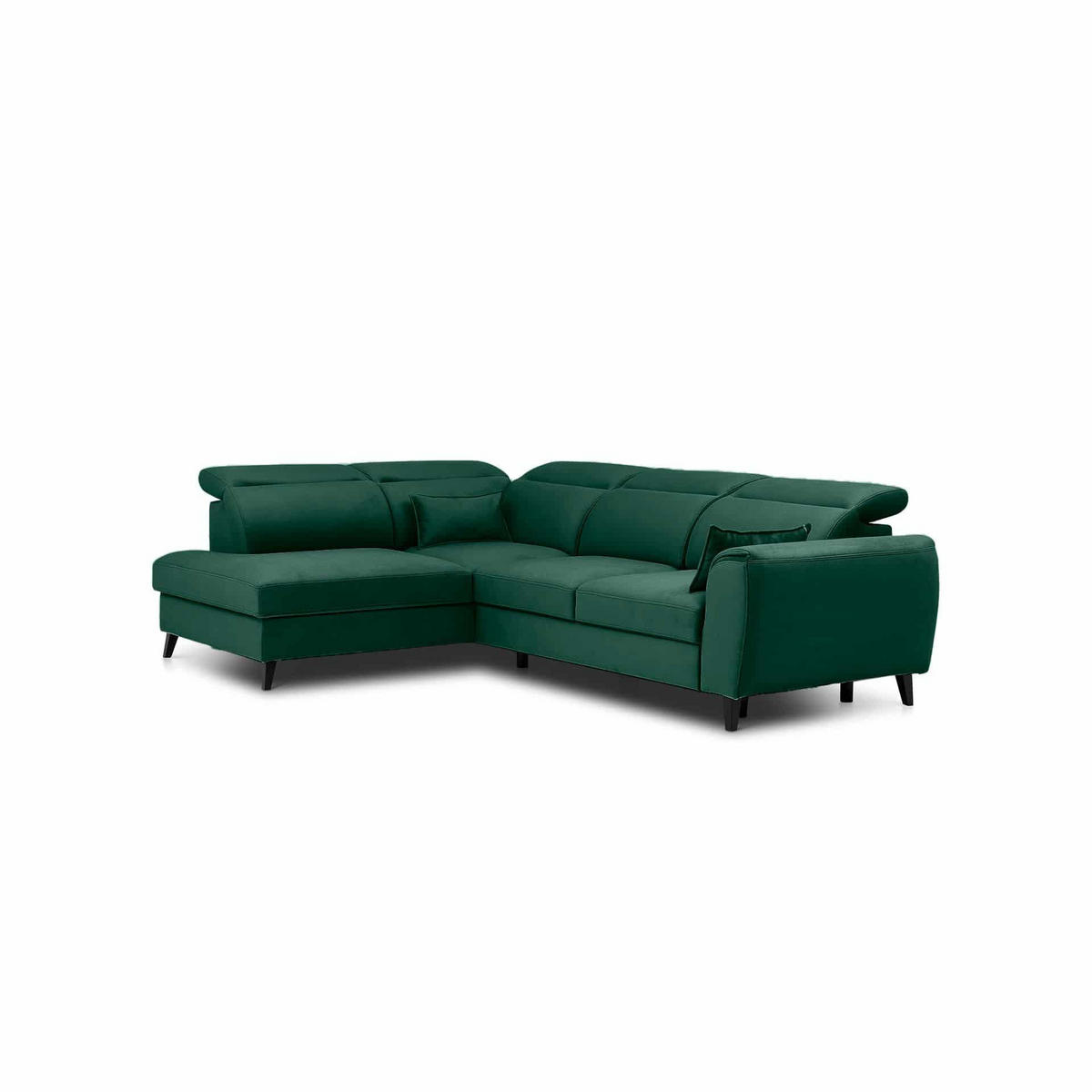 ECKSOFA mit Schlaffunktion & Bettkasten - Dunkelgrün/Schwarz, Holz/Textil (255/201cm) - Eltap