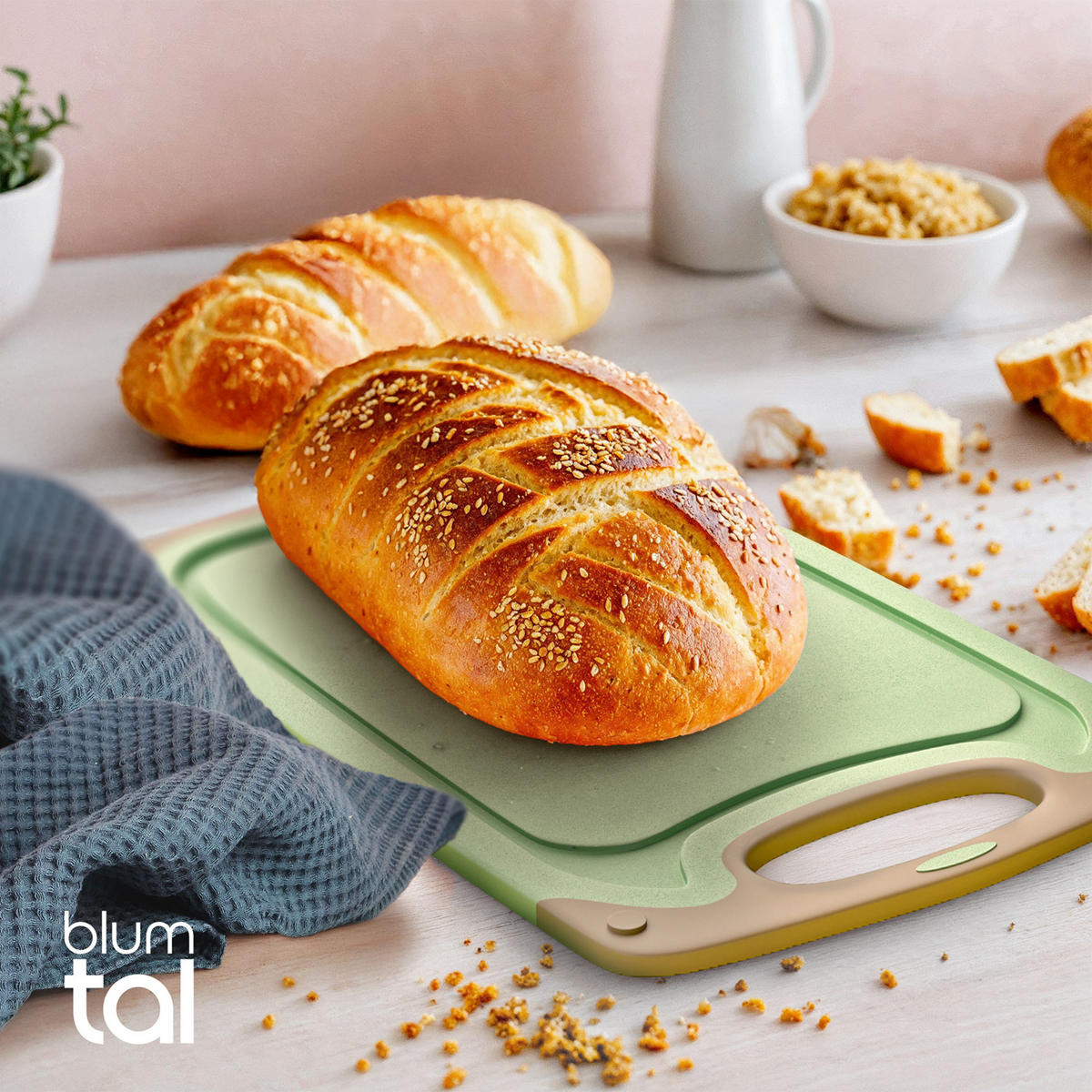 SCHNEIDEBRETT 2er Set Grün - Grün, Kunststoff (24.5/40cm) - Blumtal