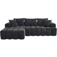ECKSOFA L-Form 3-Sitzer in Dunkelgrau aus Samt mit linker Chaiselongue - Dunkelgrau, Textil (250/160cm) - CHICFURN