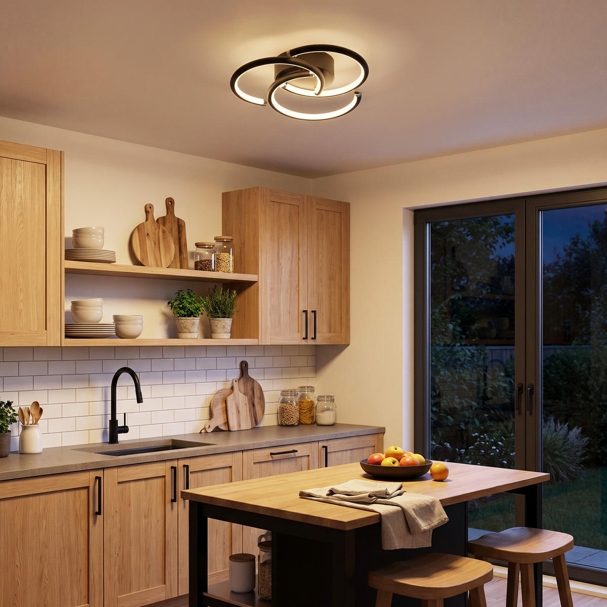 LED DECKENLEUCHTE Zyrvin 24/23.5/5.2 cm - Schwarz, Kunststoff/Metall (24/23.5/5.2cm) - ZMH