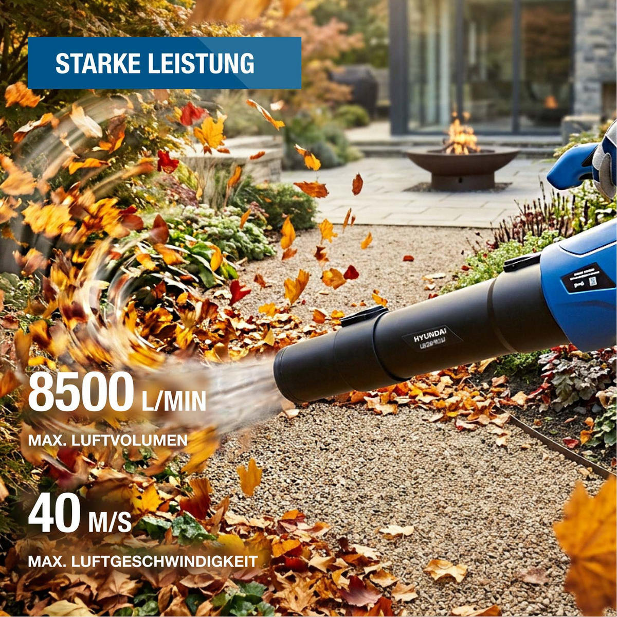 AKKU-LAUBBLÄSER LB2040LI (20V, 40 m/s, 8.500 l/min, ohne Akku und Ladegerät) - Blau, Kunststoff (15/27/81.5cm) - HYUNDAI