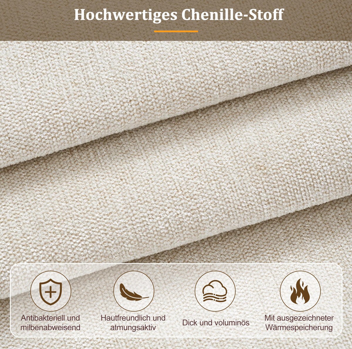 POLSTERBETT 180/200 cm mit Lattenrost, gepolstertem Kopfteil und Chenille-Bezug, Beige - Beige, Textil (180/200cm) - Redom