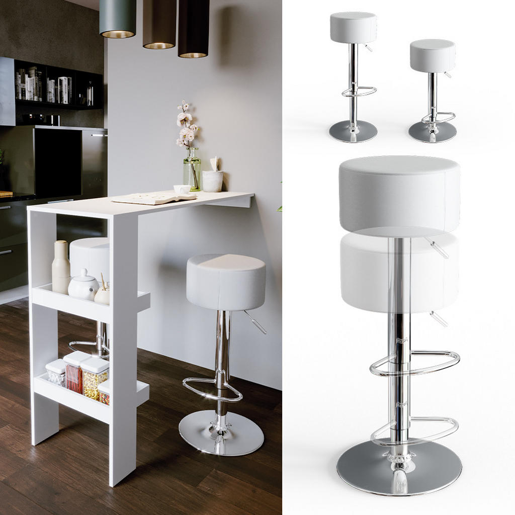 Thumbnail - Vicco Barhocker, Weiß, Metall, Rechteckig, 33x92x33 cm, Esszimmer, Barmöbel, Barhocker