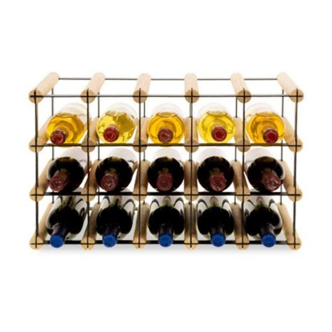 WEINREGAL Vinotega Mod Metal 32,5x52,5x24,5 cm 5x3 Flaschen Massives Kiefernholz Natur - Naturfarben, Holz (52.5/32.5/24.5cm) - PROREGAL