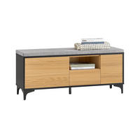 SCHUHBANK Natur-Schwarz - Schwarz/Naturfarben, Holzwerkstoff (110/44/35cm) - SoBuy