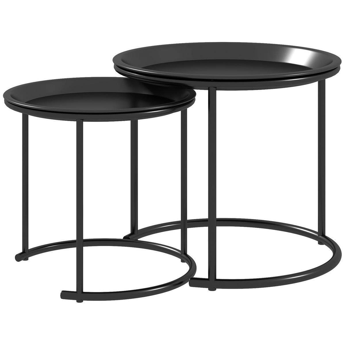 COUCHTISCH-SET Schwarz 2er-Set Ø 43/35 cm - Schwarz, Metall (43/43/38cm) - PANGIVO