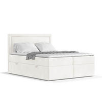 BOXBETT Jodan 140/200 cm Creme im Magic Velvet Stoff - Creme/Schwarz, Holz/Holzwerkstoff (140/200cm) - AltaBeds